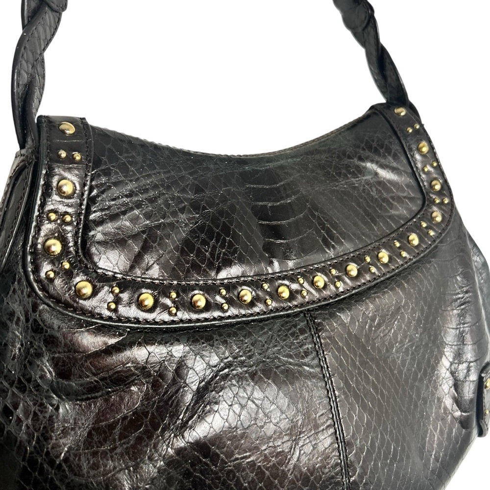 ๐ COLE HAAN Dark Dark Brown Embossed Leather Hobo Bag ๐ - Picture 9 of 14